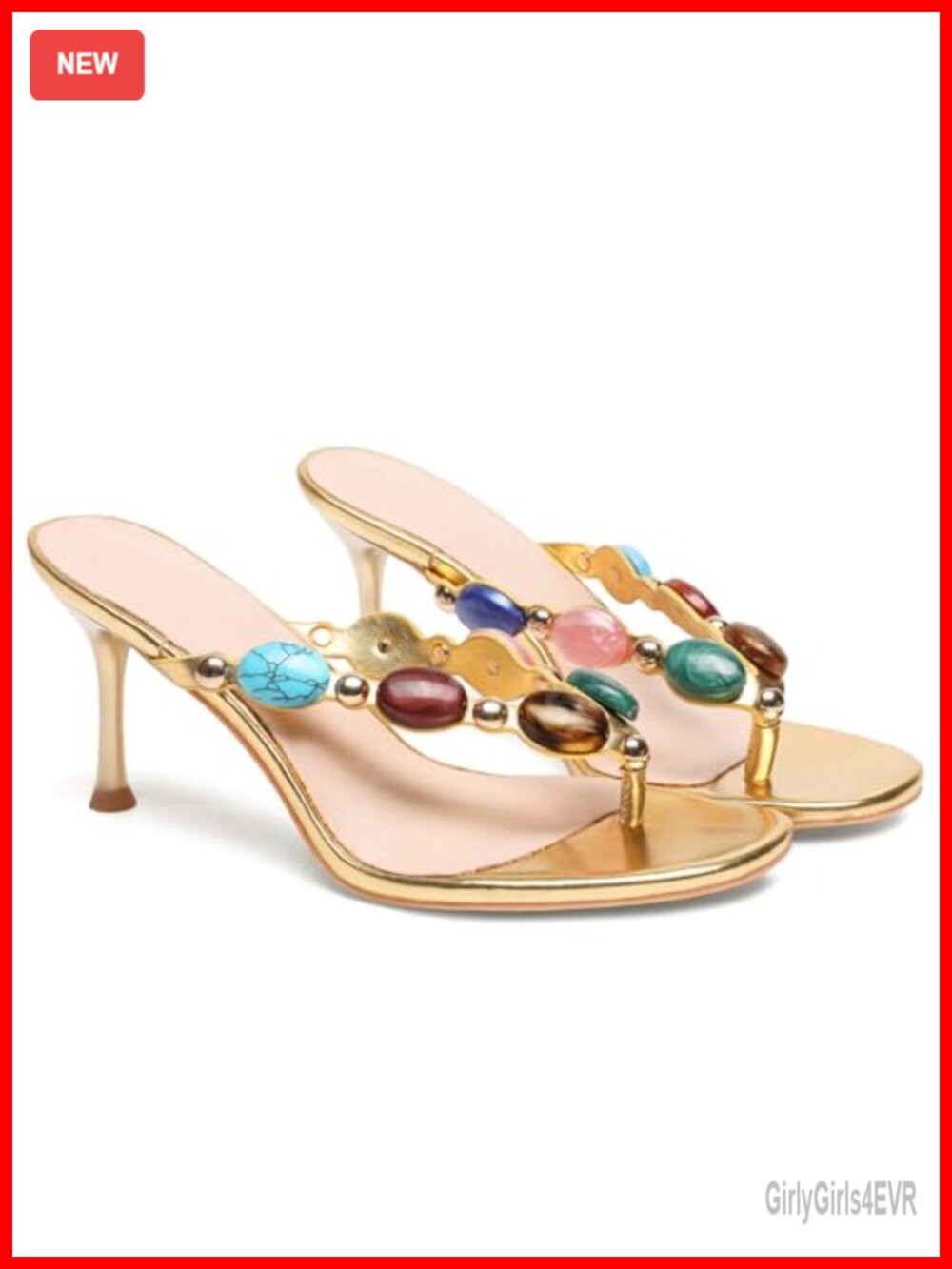 Women's Jeweled Thong Strappy Sandal Kitten Heel Flip Flop Open Toe